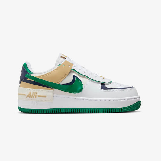 Nike | AIR FORCE 1 SHADOW  { WHITE/MIDNIGHT NAVY-MALACHITE-SESAME