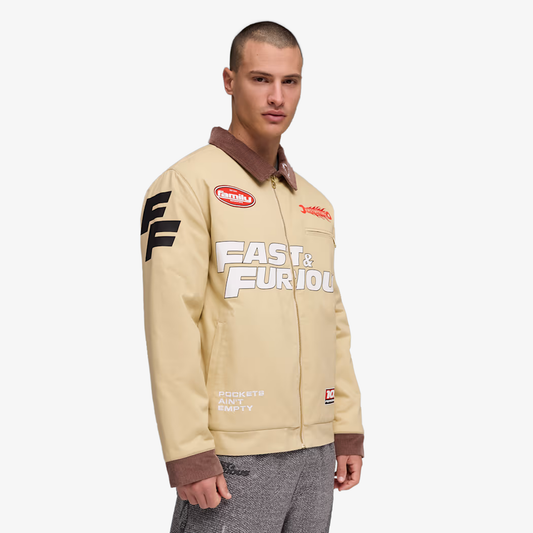 PUMA | X FAST & FURIOUS PRINTED BASKETBALL JACKET { CASHEW BROWN