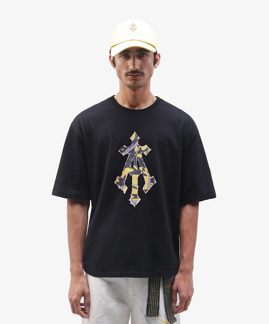 ALMOST GODS | ECHO ALPHA CROSS BOXY TEE { BLACK
