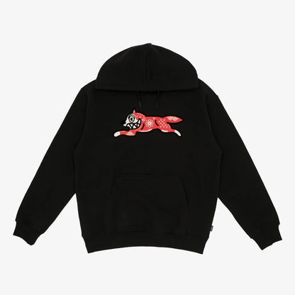 Icecream | KIRIGAMI RUNNING DOG FLOCK HOODIE  { BLACK