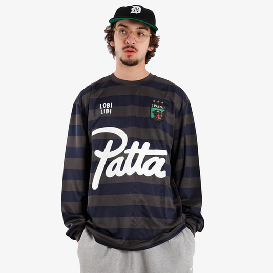 PATTA | STRIPED LONGSLEEVE FOOTBALL JERSEY { GREY