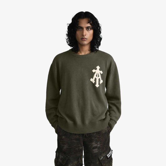 ALMOST GODS | ALPHA CROSS KNIT SWEATER { OLIVE