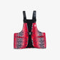THAELY | RED SNAKESKIN CONVERTIBLE VEST TOTE { RED/BLACK