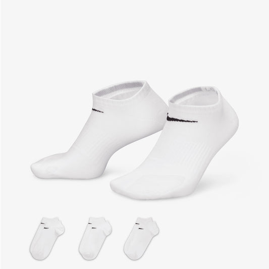 NIKE | PERFORMANCE LIGHTWEIGHT TRAINING NO-SHOW SOCKS (3 PAIRS) { WHITE/WHITE
