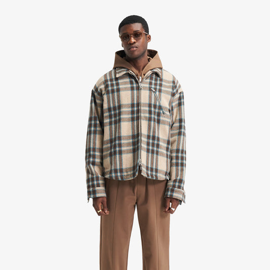 Represent | HEAVY ZIP OVERSHIRT  { BROWN CHECK