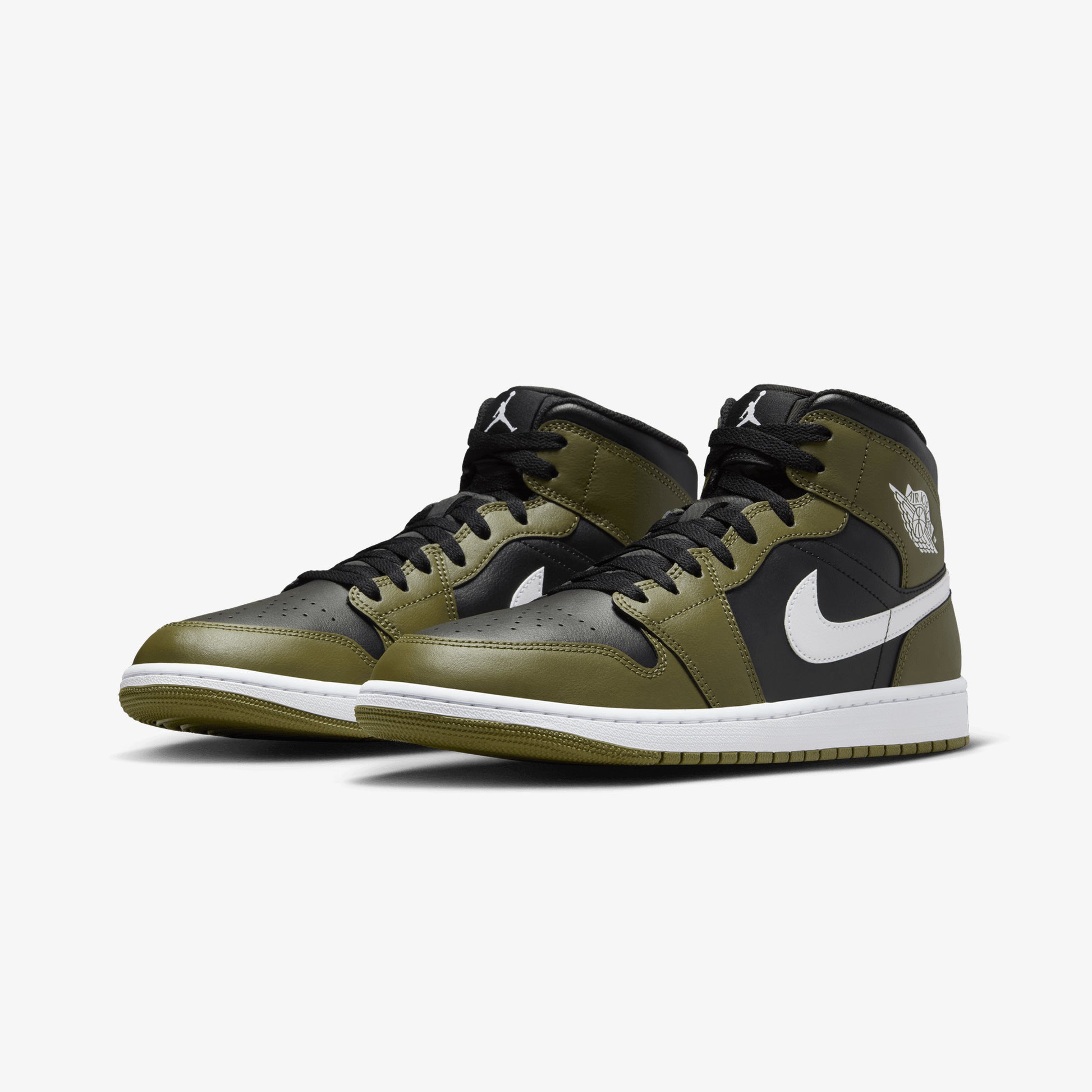 JORDAN AIR JORDAN MID BLACK/WHITE-MEDIUM OLIVE-SAIL – Superkicks