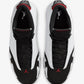 JORDAN | AIR JORDAN 14 RETRO "BLACK TOE" { WHITE/VARSITY RED-BLACK-METALLIC SILVER