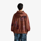 F A R A K | MEHFIL BLOCK-PRINTED HOODIE { BROWN