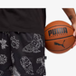 PUMA | SWISH N' INK ABOVE-KNEE 7" BASKETBALL SHORTS { BLACK-AOP