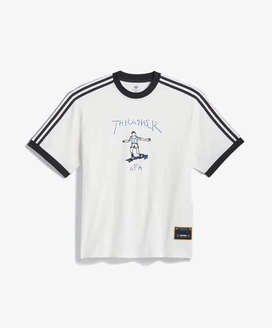 ADIDAS ORIGINALS | THRASHER x ARGENTINA GONZ RINGER T-SHIRT { CORE WHITE