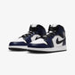 JORDAN | AIR JORDAN 1 MID { WHITE/TECH GREY-COLLEGE NAVY-WHITE