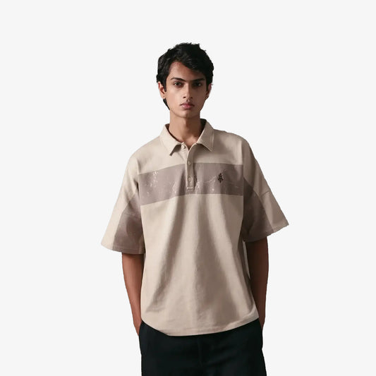 ALMOST GODS | DEBRIS BOXY POLO { BEIGE