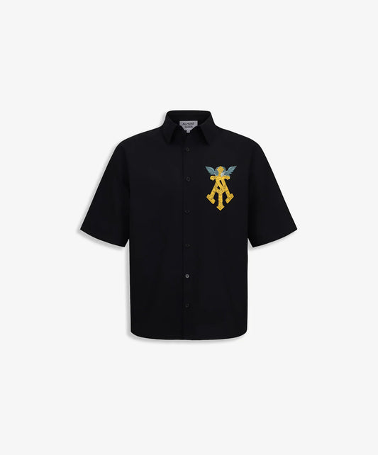 ALMOST GODS | GILDED ALPHA CROSS RELAXED SHIRT { BLACK