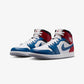 JORDAN | AIR JORDAN 1 MID {TRUE BLUE/SUMMIT WHITE-VARSITY RED-BLACK