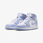 JORDAN | AIR JORDAN 1 MID { HYDROGEN BLUE/WHITE-ALUMINUM