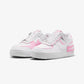 NIKE | AIR FORCE 1 SHADOW { WHITE/WHITE-PINK RISE-METALLIC SILVER