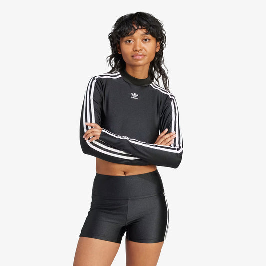 Adidas Originals | 3-STRIPES CROPPED LONG SLEEVE TEE  { BLACK