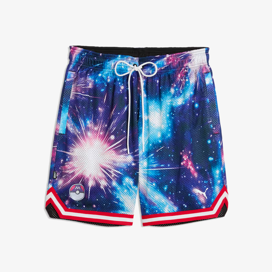 PUMA | X POKEMON ALL OVER PRINTED BASKETBALL SHORTS {  PUMA BLACK-AOP