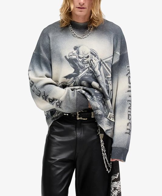 Represent | x IRON MAIDEN TROOPER KNIT SWEATSHIRT { SUNFADE GREY