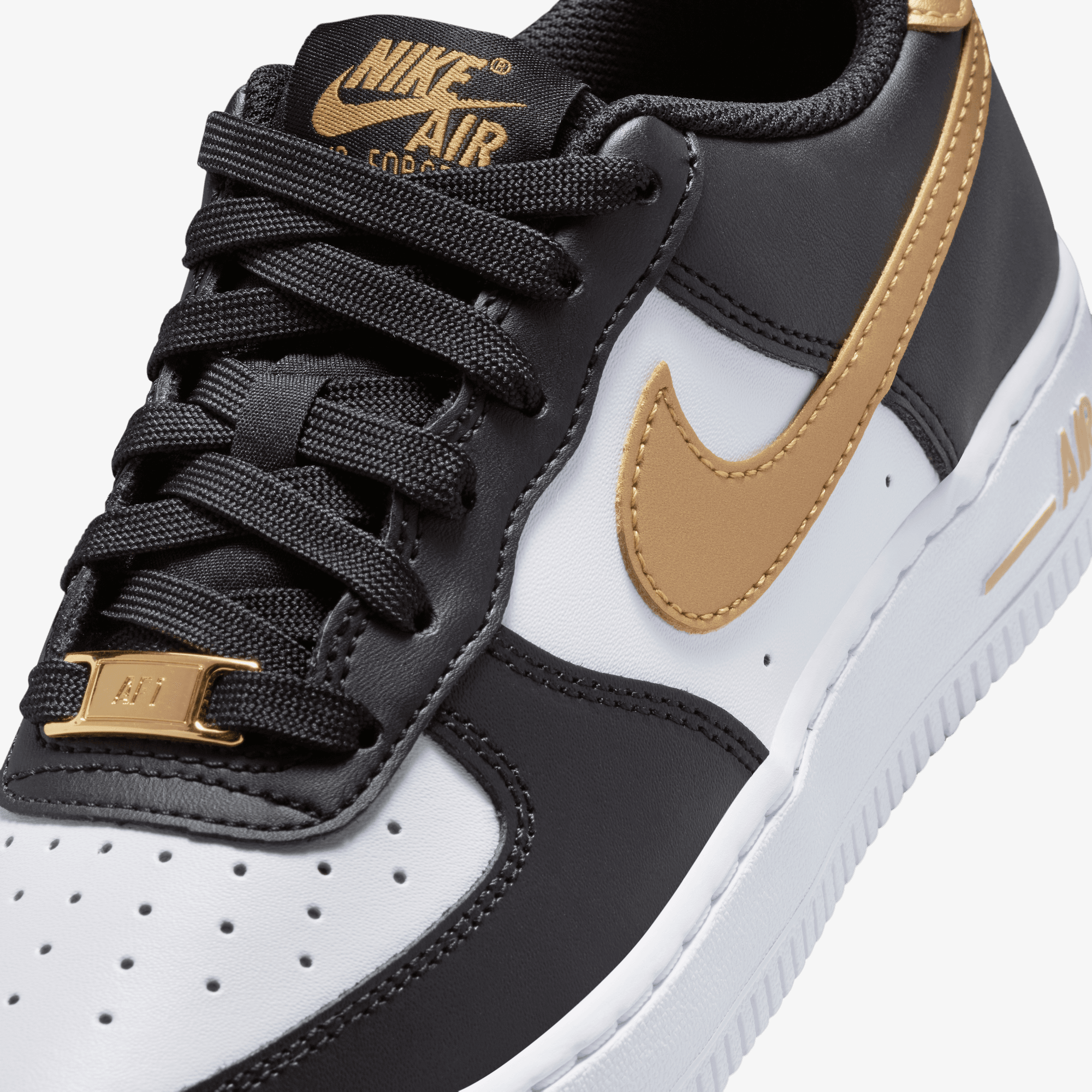 air force 1 black gold and white
