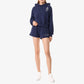 SPORTY & RICH | CROWN LOGO CROPPED HOODIE { NAVY/WHITE