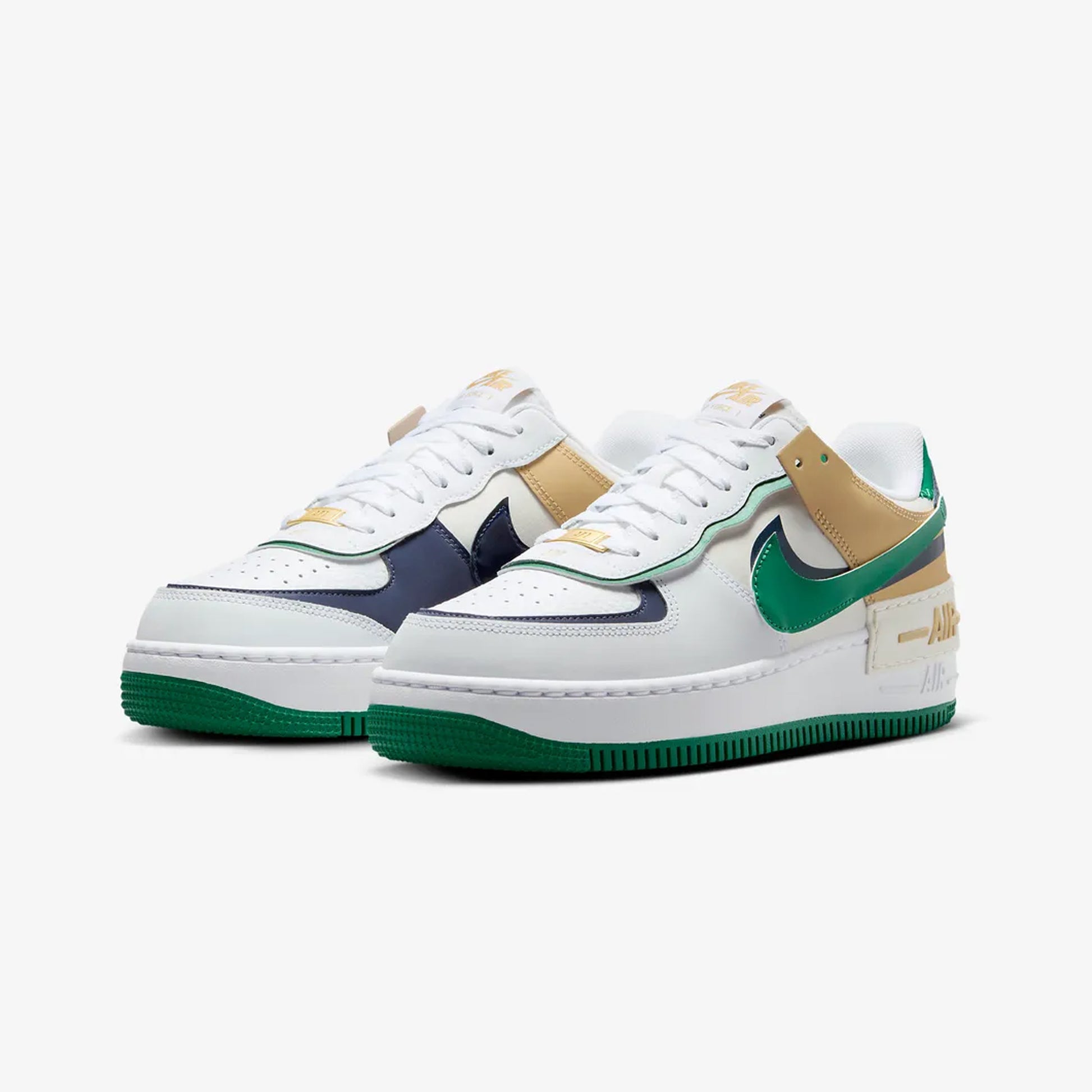 Nike AIR FORCE SHADOW WHITE/MIDNIGHT NAVY-MALACHITE-SESAME