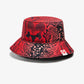 THAELY | RED SNAKESKIN REVERSIBLE BUCKET HAT { RED/BLACK