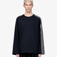 Y-3 | RAW EDGE 3-STRIPES LONG SLEEVE TEE { BLACK