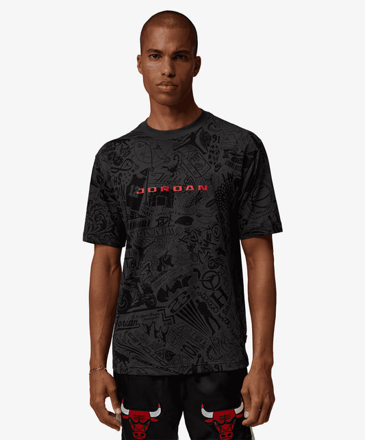 JORDAN | BROOKLYN SHORT SLEEVE T-SHIRT {  BLACK/UNIVERSITY RED