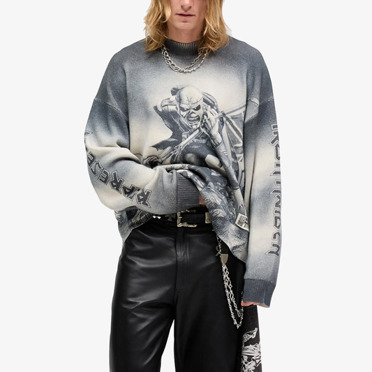 Represent | x IRON MAIDEN TROOPER KNIT SWEATSHIRT { SUNFADE GREY