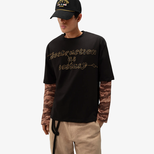 ALMOST GODS | DESTRUCTION AS ECSTASY EMBROIDERED BOXY TEE { BLACK