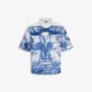 ALMOST GODS | MIRAGE BOXY SHIRT IN SATIN { BLUE/WHITE