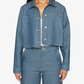 Naked & Famous | CROPPED JACKET - ANTIQUE BLUE DENIM STRETCH { BLUE