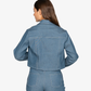 Naked & Famous | CROPPED JACKET - ANTIQUE BLUE DENIM STRETCH { BLUE