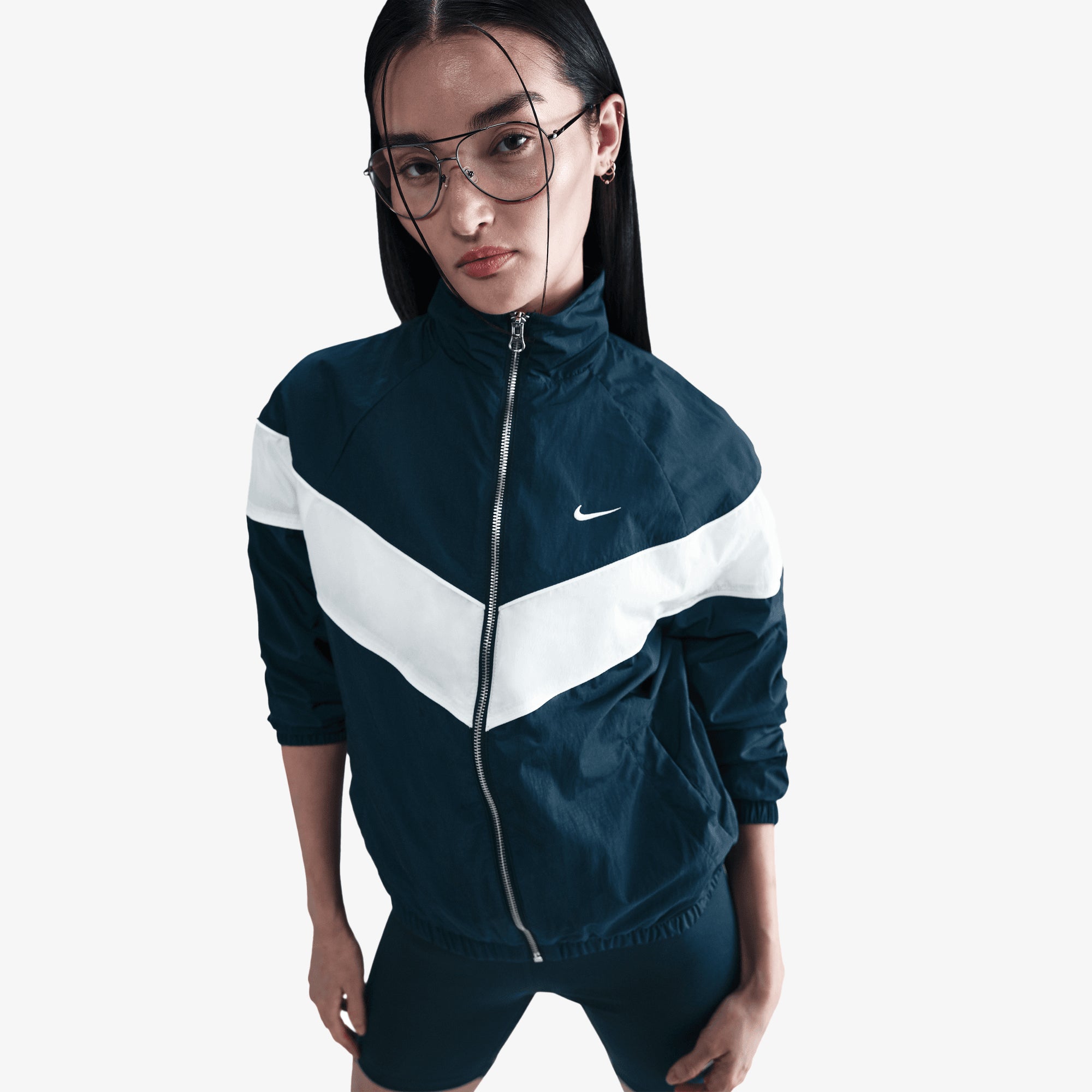 blue and white nike windrunner