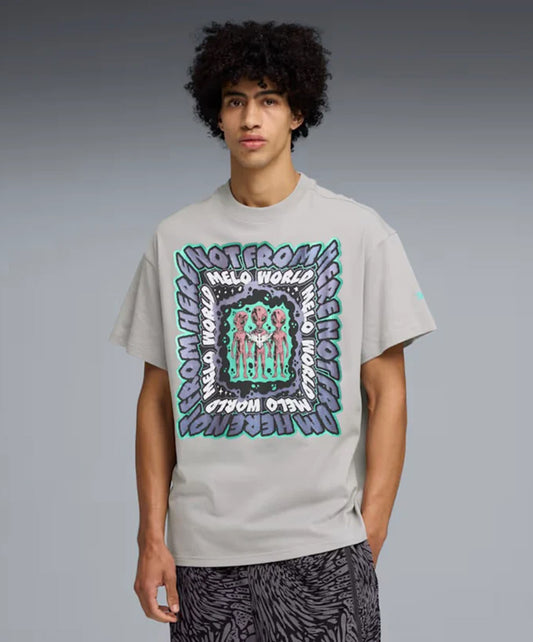 PUMA | MELO WORLD TEE II OVERSIZED { GRAY ECHO