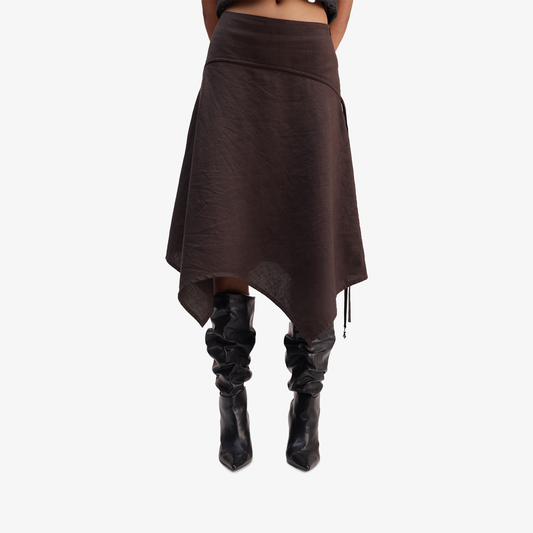 ALMOST GODS | PANEL SKIRT { BROWN