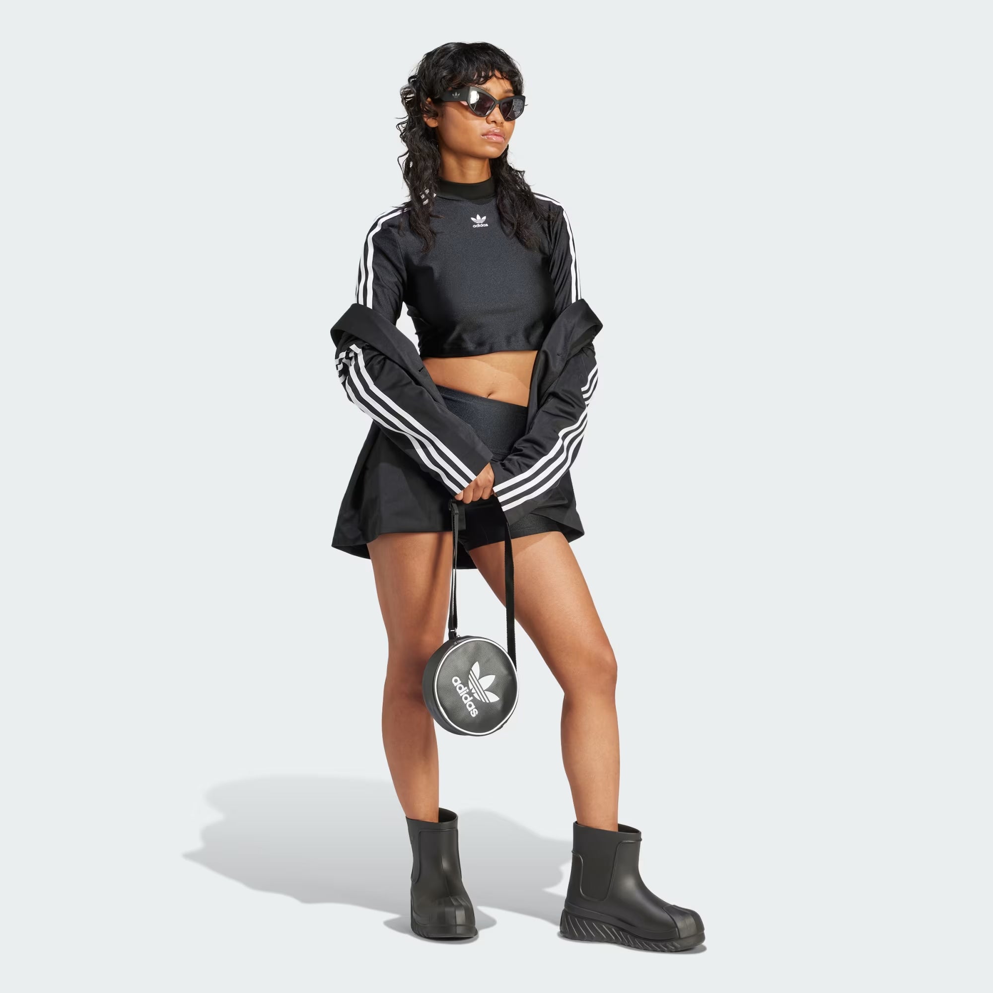 Buy Adidas Originals Black 3-Stripes Cropped Long Sleeve T