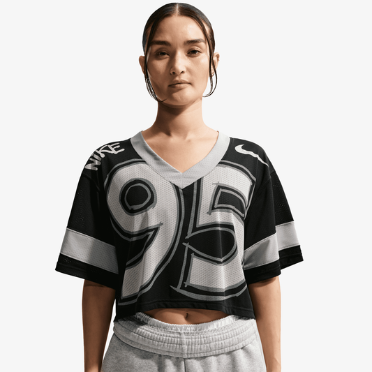 NIKE | SPORTSWEAR OVERSIZED CROPPED JERSEY { BLACK LIGHT SMOKE