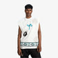 F A R A K | SLEEVELESS BLOCK-PRINTED T-SHIRT { WHITE