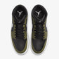 JORDAN | AIR JORDAN 1 MID { BLACK/WHITE-MEDIUM OLIVE-SAIL