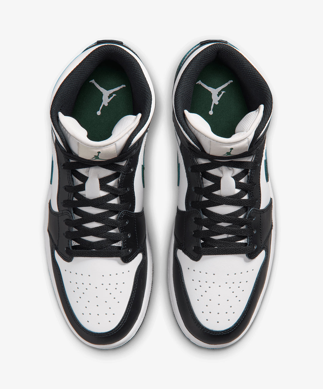 JORDAN | AIR JORDAN 1 MID { BLACK/SUMMIT WHITE-GORGE GREEN