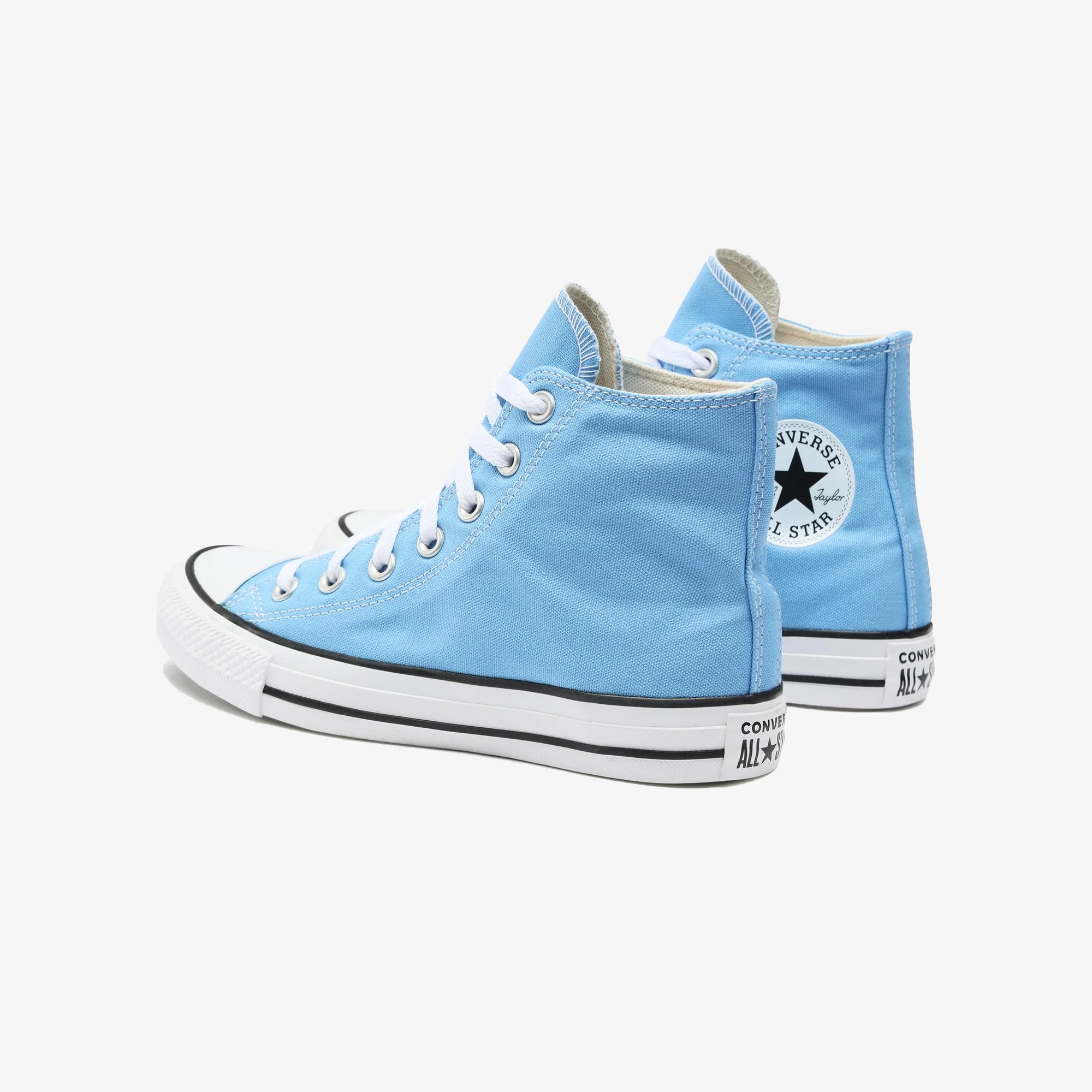 Pale blue converse high tops discount