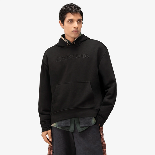 ALMOST GODS | SHATTERED ALPHA CROSS HOODIE { BLACK