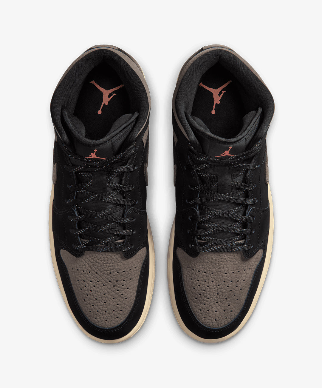 JORDAN | AIR JORDAN 1 MID SE { BLACK/OLIVE GREY-LT WILD MANGO