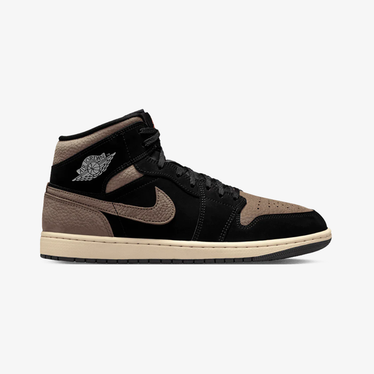 JORDAN | AIR JORDAN 1 MID SE { BLACK/OLIVE GREY-LT WILD MANGO