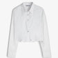 ALMOST GODS | LONG SLEEVE CROPPED SHIRT { WHITE