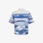 ALMOST GODS | MIRAGE BOXY SHIRT IN SATIN { BLUE/WHITE