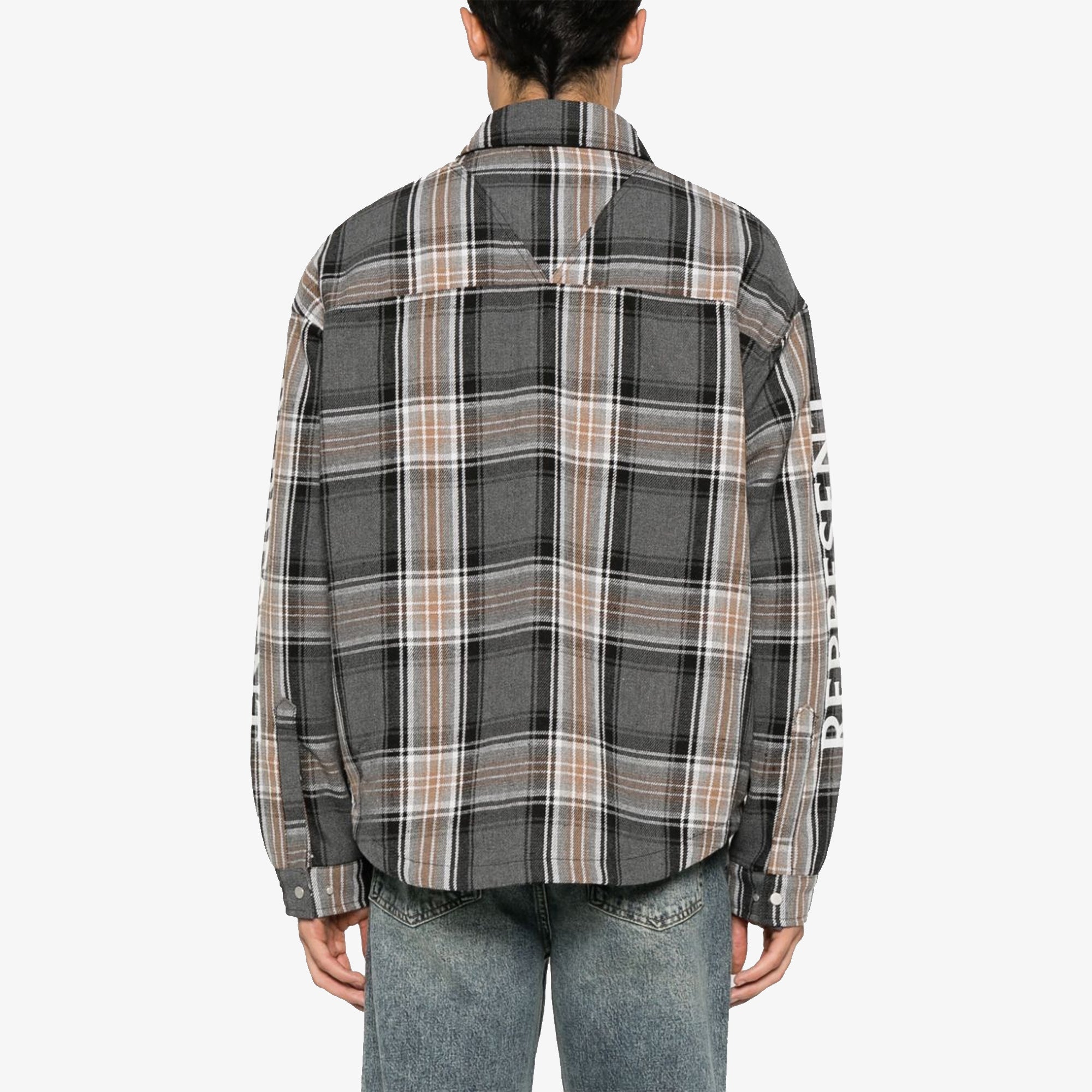 Buy Represent Grey Check Quilted Flannel Shirt for Men Online