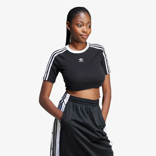 WMN'S 3-STRIPES BABY TEE 'BLACK/WHITE'